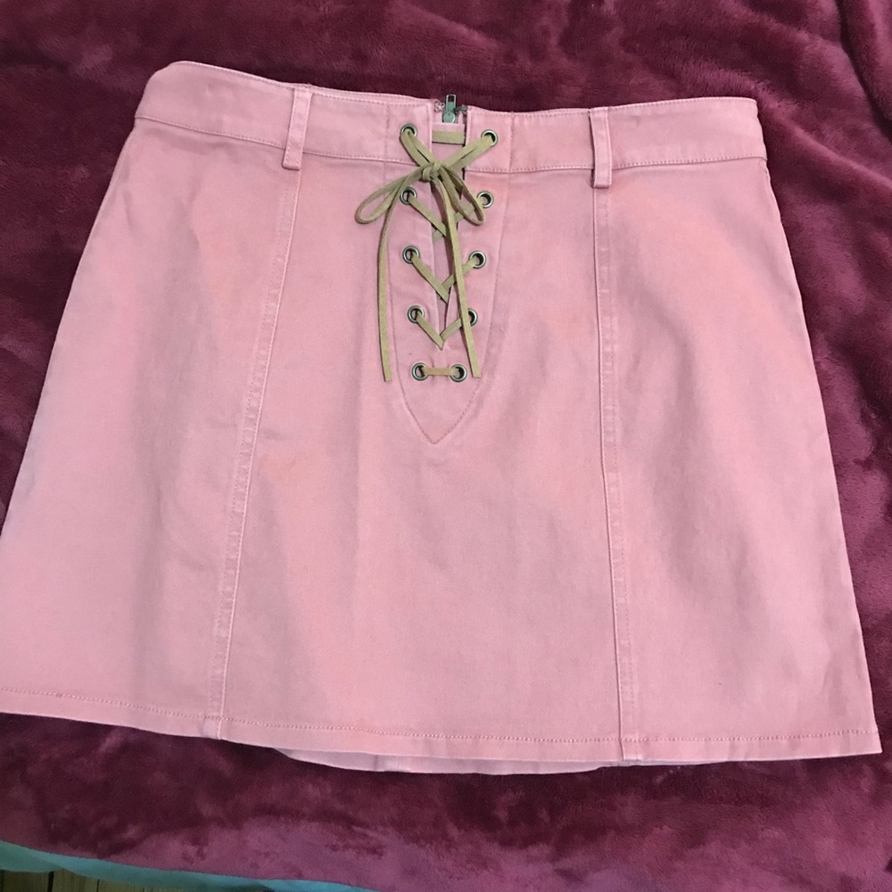 BRAND NEW corduroy pink skirt with lace up